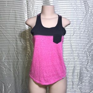 Heathered Pink Gray Racer Back Twisted Tank Top